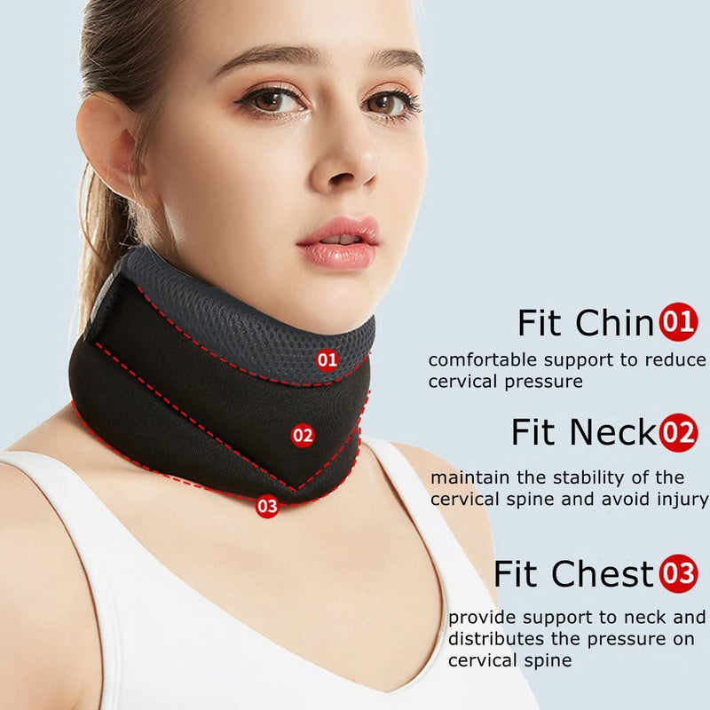 Neck Brace Adjustable Cervical Collar Soft Foam Neck Support Brace Ergonomic Neck Collar Protector High Elastic Neck Support Guard Neck Pad for Relieves Pain and Pressure in Spine Women Men Elderly - NewNest Australia