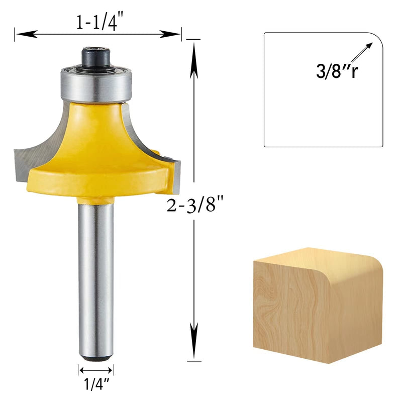 1/4-InchShankRoundoverEdgingRouterBitSet,Woodworking Milling Cutter Tools Corner Rounding Edge-Forming Bit Set,Corner Grinding Edge roundover Router bit1/8", 1/4", 3/8", 1/2" Radius (4 Pack) 4 - NewNest Australia