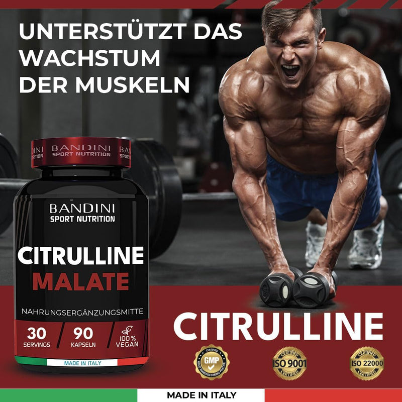 Bandini Citrulline Malate 90 Tablets - Extra High Dosage With 1000 Mg Per Tablet - 3000 Mg Per Serving - L-Citrulline Malate From Fermentation - No Unwanted Additives - NewNest Australia