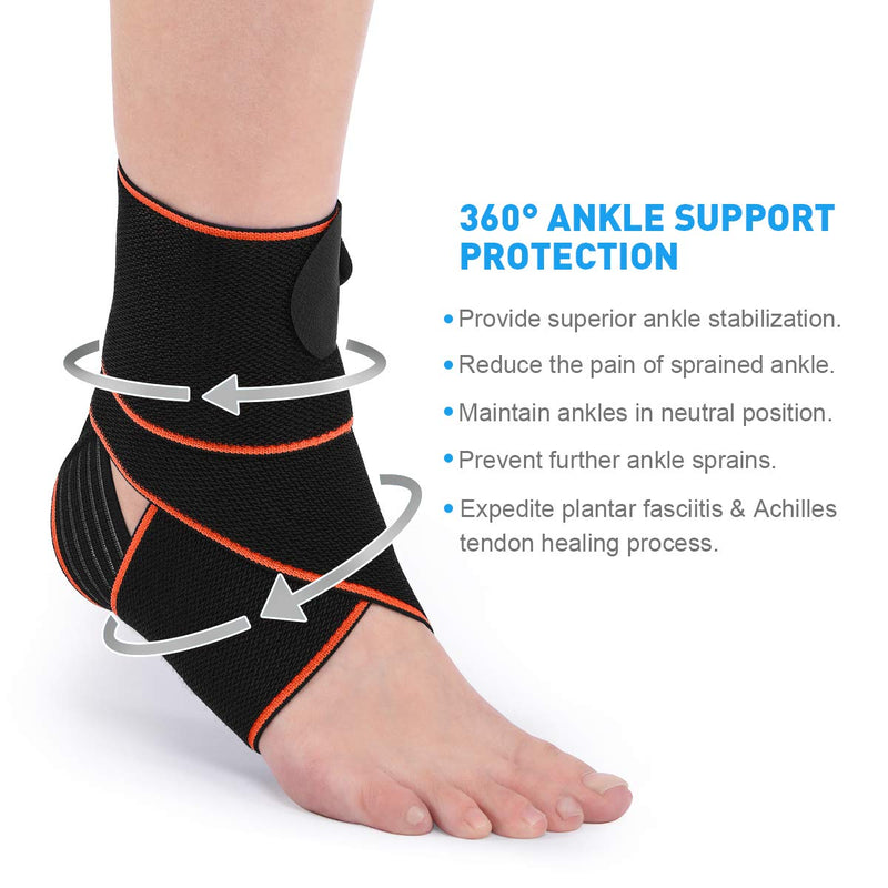 WASPO Ankle Support Brace - Adjustable Ankle Brace Wrap Strap for Sports Protect, Plantar Fasciitis, Achilles tendonitis, Ligament Damage, Injury Recovery, One Size for Men Women 1 PC Orange Orange-1pc - NewNest Australia