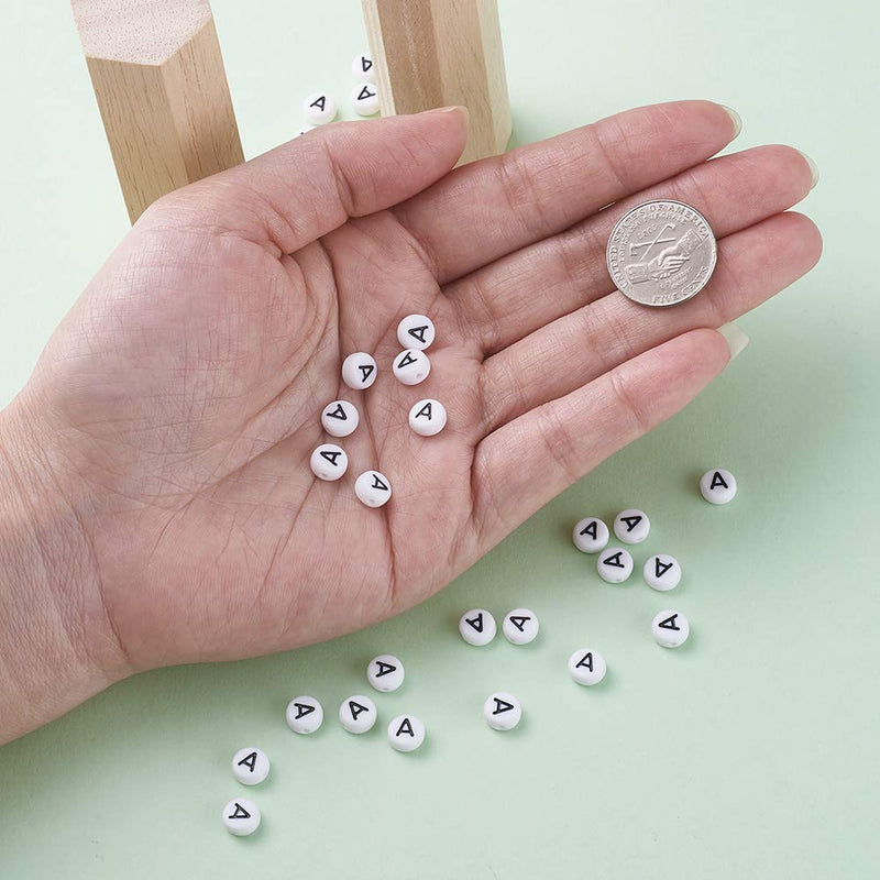 Pandahall 500Pcs Acrylic Letter Beads 7x4mm White Flat Round with Letter A Vowel Letters Acrylic Beads for Jewelry Making 0Flat Round-A-7x4mm-White-500Pcs - NewNest Australia
