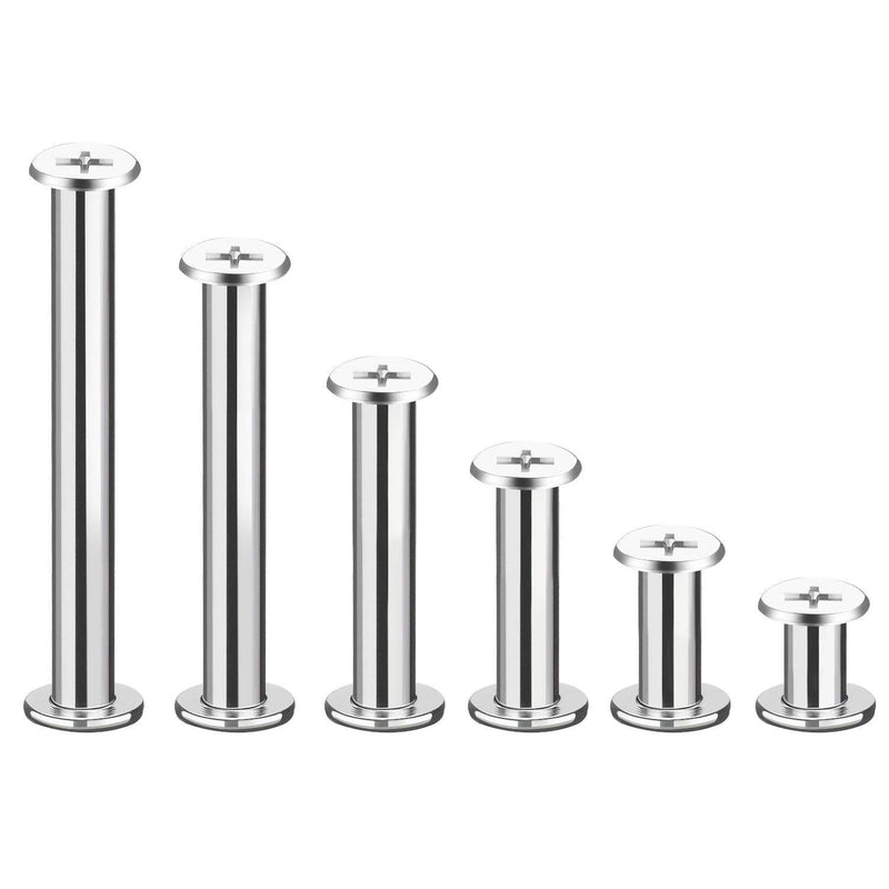 Pangda 80 Set Chicago Binding Screw Assorted Kit Metal Round Cross Head Stud Screw Post Nail Rivet Chicago Button for DIY Leather Decoration Bookbinding (5 x 5, 8, 12, 18, 25, 35, 45, Silver) 5 x 5, 8, 12, 18, 25, 35, 45 - NewNest Australia