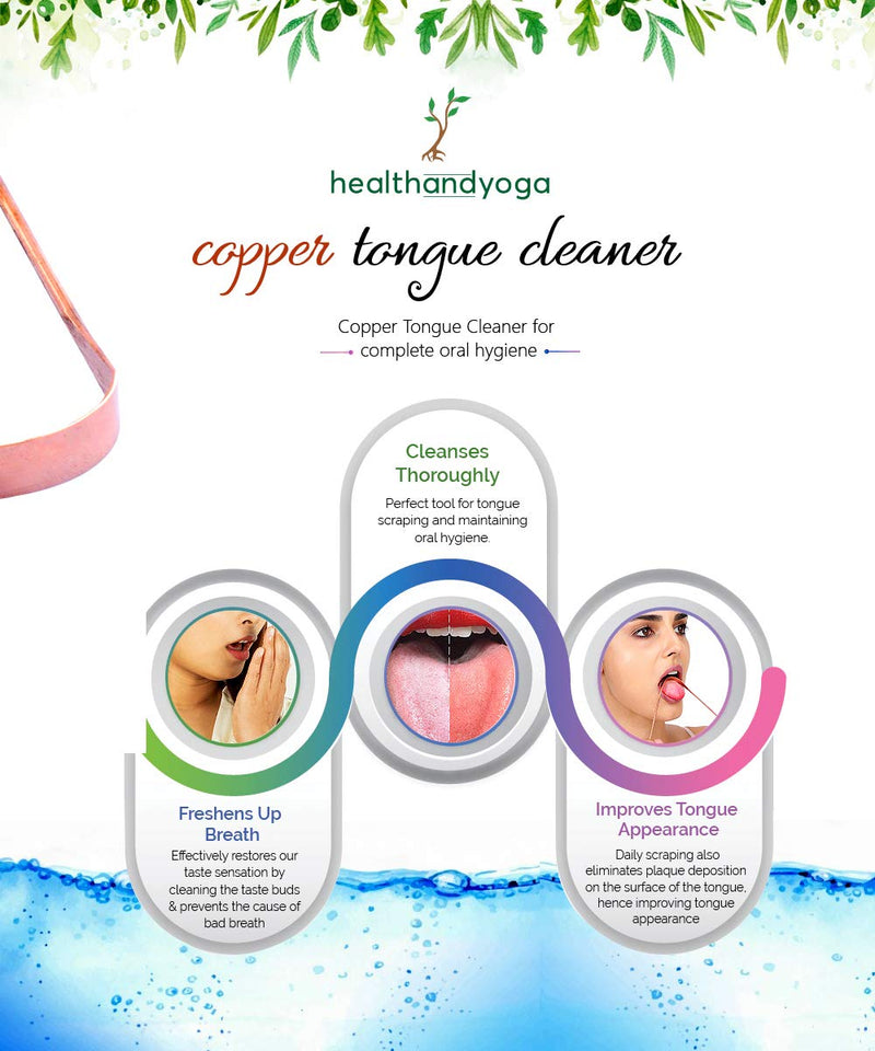 HealthAndYoga(TM) Copper Tongue Cleaners - Relief from Bad Breath - Oral Hygiene (Set of 3) Set of 3 - NewNest Australia