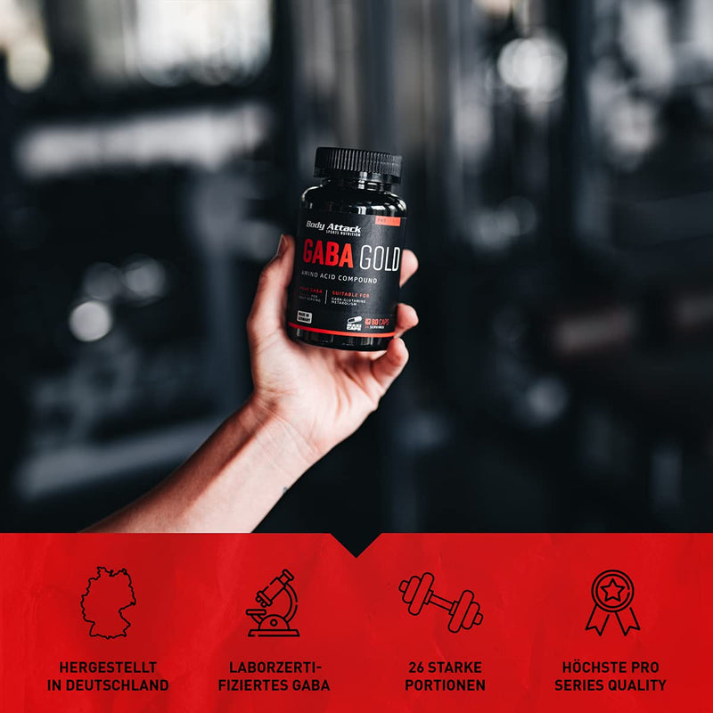 Body Attack-Gaba Gold, 80 Capsules - High-Dose Gamma Aminobutyric Acid Caps, 1000 Mg Of Pure Gaba Per Daily Portion, Gaba-Glutamine Metabolism, For All Athletes And Athletes-Made In Germany - NewNest Australia