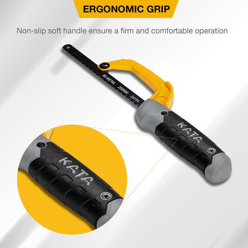 KATA 10 Inch Aluminum Frame Compact Hand Operate Mini Hack Saw,Small Hand Saw Hacksaw for Wood and Metal,2pc Extra Flexible Bi-Metal HSS Blades Included - NewNest Australia