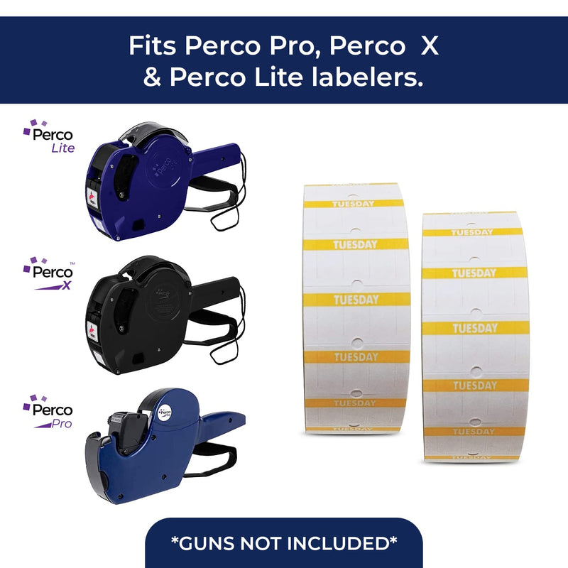 Perco 1 Line Day of The Week Labels - 3 Rolls, Blank Dating Labels for Perco 1 Line Price & Date Guns (Tuesday - 3 Rolls, 1 Line Labels) - NewNest Australia