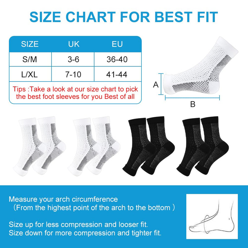 Acwoo Ankle Brace, 4 Pairs Ankle Brace Compression Socks For Women And Men For Plantar Fasciitis Arthritis Acl Joint Pain Heel Spurs Sports Foot Wraps Ankle Joint (Black + White, L/Xl) - NewNest Australia