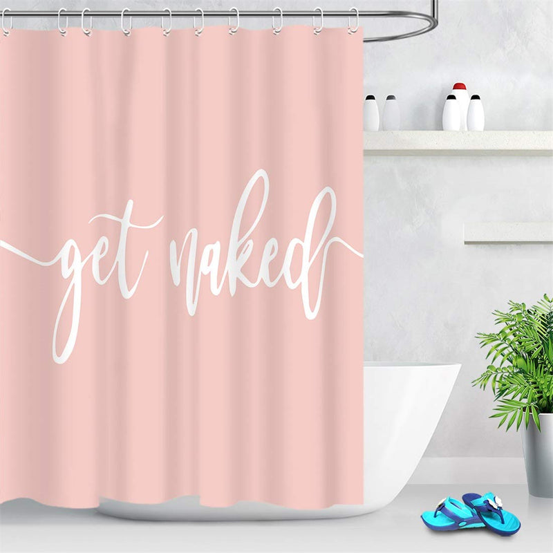 LB Get Naked Shower Curtain Funny Quotes Words Pink Shower Curtains for Bathroom with Hooks 60x72 inch Waterproof Polyester Fabric Bathroom Decorations 60''Wx72''L - NewNest Australia