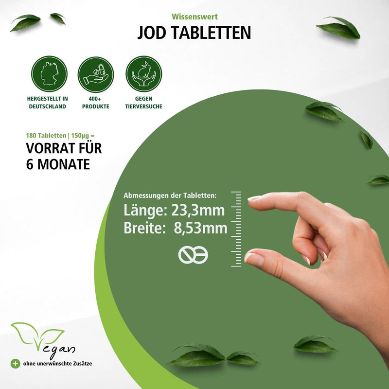 Fairvital | Iodine tablets - HIGH DOSE with 150µg iodine per tablet - made from potassium iodide - VEGAN - 180 tablets - NewNest Australia