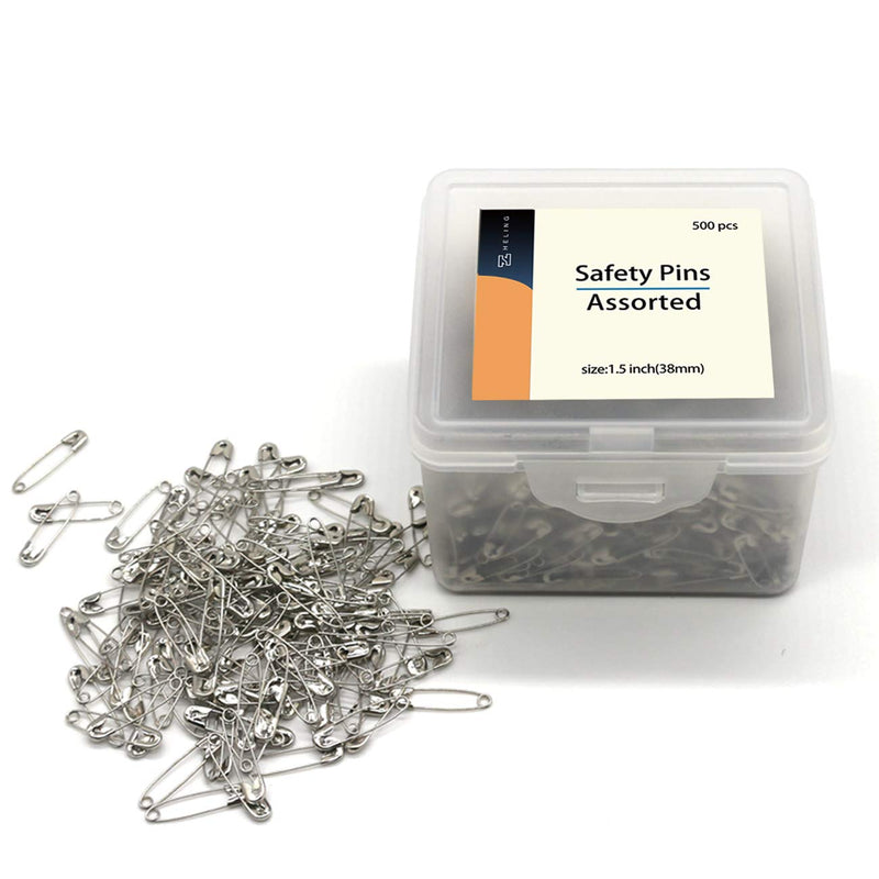 500 PCS Safety Pins 1.5 Inch Safety Pins Bulk for Home Office Use Fabric Fashion Craft Pins First Aid Kit Diaper Pins Size 2 - NewNest Australia