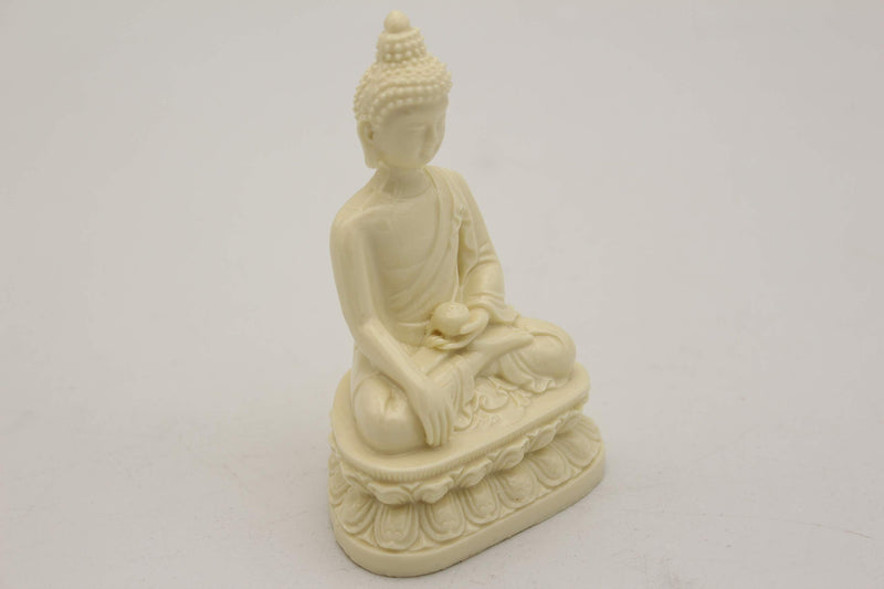 NewNest Australia - LuckyGifts White Jade Imitation Buddha Shakyamuni Amitabha Statue on Lotus Base 