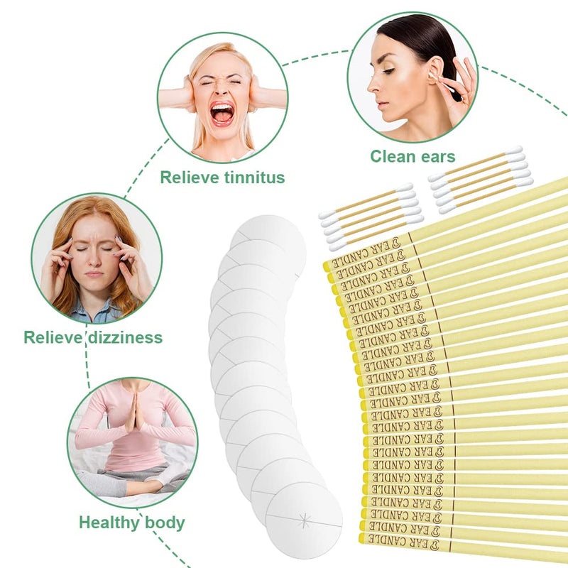 ACWOO Ear Candles, 24Pcs Natural Beeswax Ear Candles, 100% Non-Toxic Cylinders Fragrance Hollow Candles, Ear Wax Remover Candle Kit for Blocked Ears (Beige-24P) Beige-24pcs - NewNest Australia