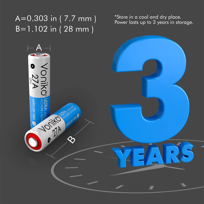 VONIKO 27A 12V Alkaline Battery Pack of 6 - Long Lasting 12 Volt A27 Battery for Remote and Doorbells - NewNest Australia