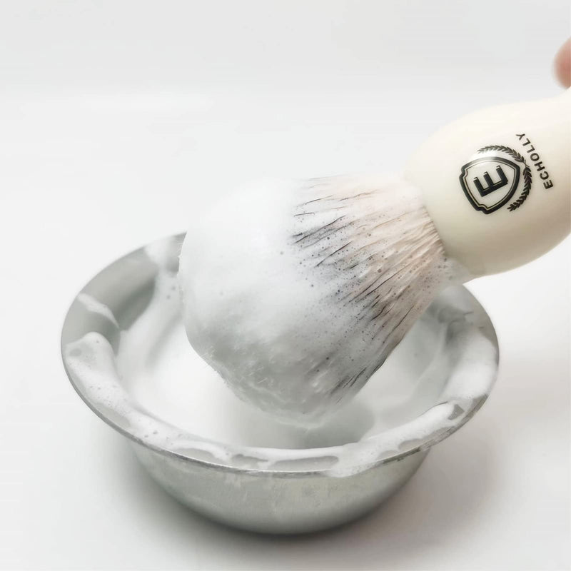 Echolly Premium Shaving Brushes for Men-Luxury Vegan Friendly Synthetic Shave Brush-Best Entry-Level Lather Brush for Men-Shaving Foam Lather Brush-Perfect Father's Day Gifts (Ivory White Handle) - NewNest Australia