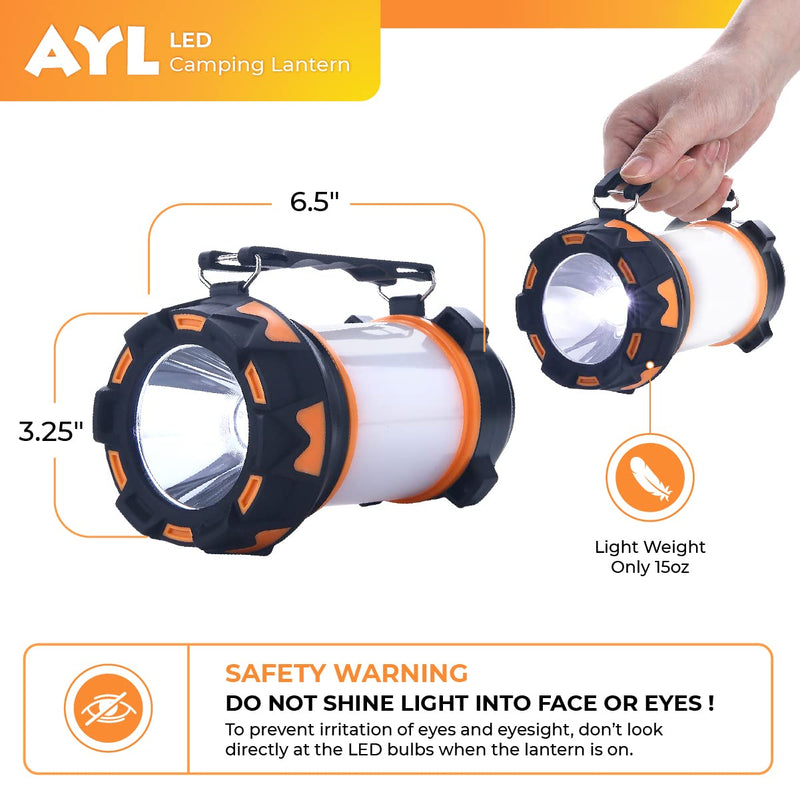 AYL LED Camping Lantern Rechargeable, Super Bright Lantern Flashlight and 360 Degree Illumination, Power Bank, IPX4 Waterproof for Hurricane Emergency Survival, Power Outages, Hiking, Home, Tent Light 1000 Lumens 1 - NewNest Australia