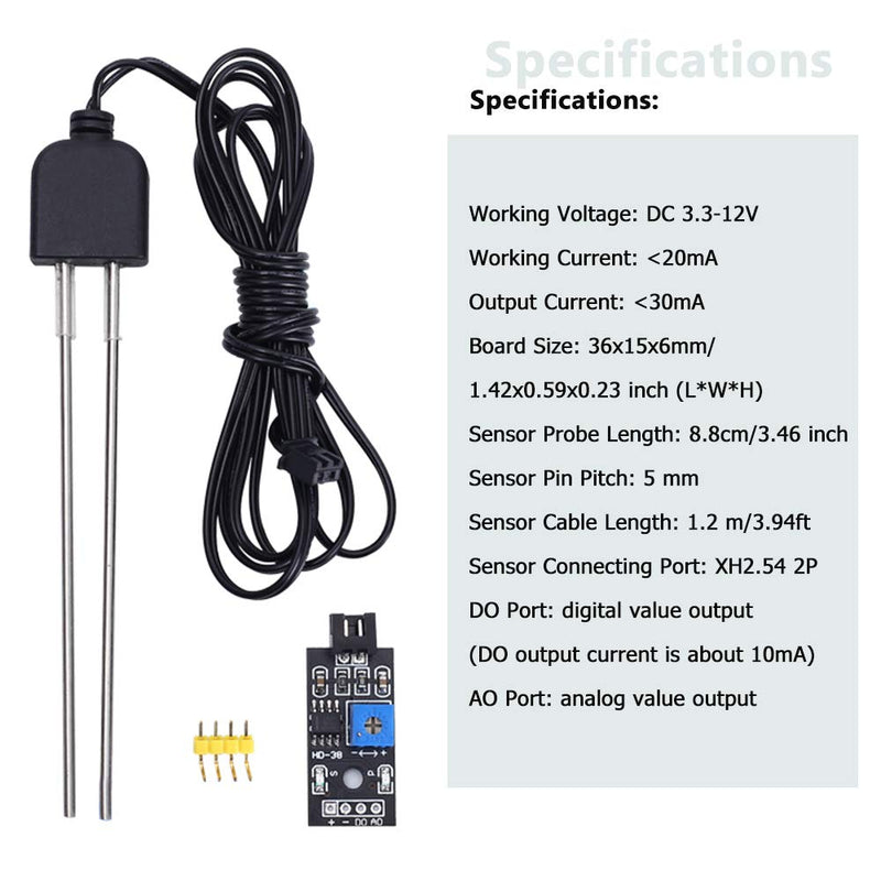 Resistive Soil Moisture Sensor, Icstation Humidity Detector, with Corrosion Resistant Probe, Digital Analog Signal Output for Arduino Garden Automatic Watering System (Pack of 2) - NewNest Australia