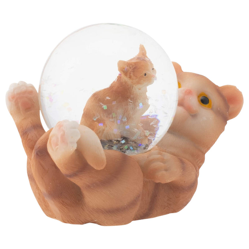 NewNest Australia - Elanze Designs Striped Tabby Cat and Kitten Figurine 45MM Glitter Water Globe Decoration 