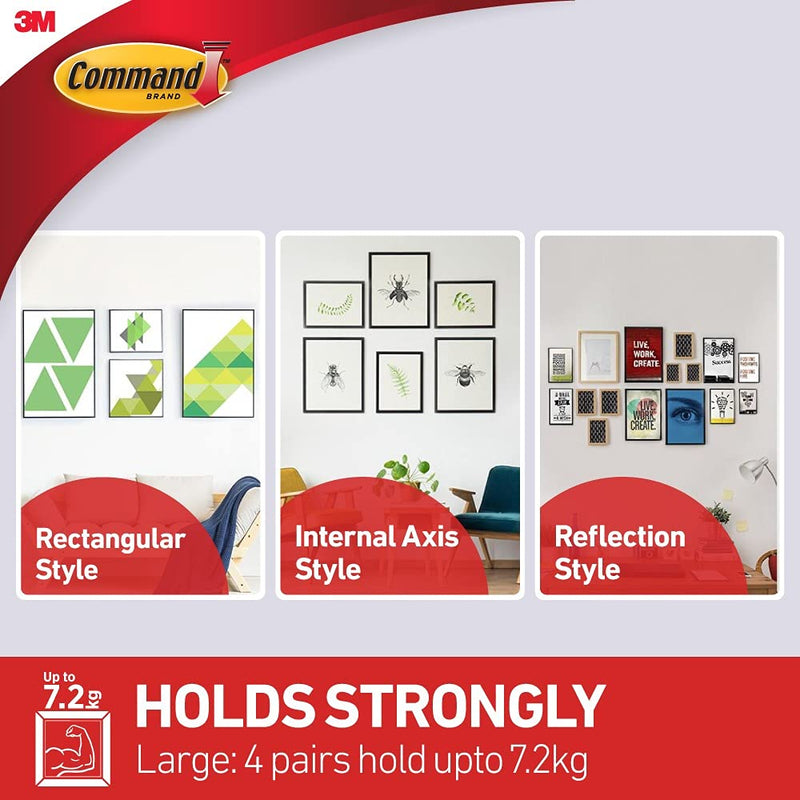 Command Picture Hanging Strips Heavy Duty, Large, Black, Holds 16 lbs, 4-Pairs (17206BLK-ES) - NewNest Australia