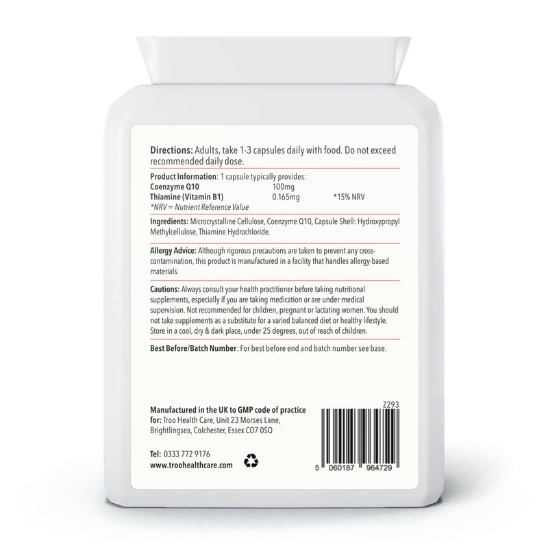 Co-Enzyme Q10 Supplement (CoQ10) - 100 milligrams 90 Vegetarian Capsules - Naturally Fermented Trans Form for High Absorption - UK Manufactured to GMP Standards - NewNest Australia