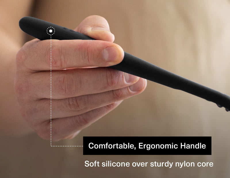 Misen Silicone Slotted Spoon - Slotted Spoons for Cooking - Large Heat Resistant Kitchen Spoons - 12 inch - Black - NewNest Australia