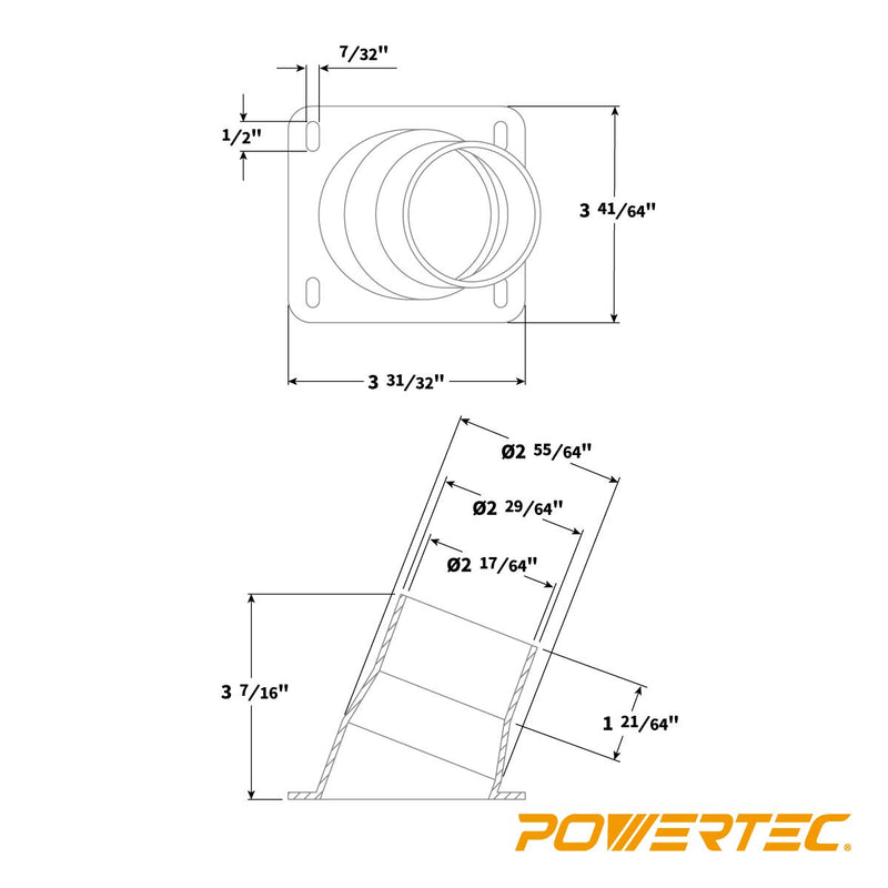 POWERTEC 70124 Universal Dust Port, 2 1/2" - NewNest Australia