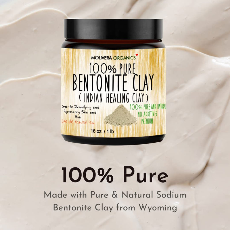 Molivera Organics Bentonite Clay for Detoxifying and Rejuvenating Skin and Hair, 16 oz. - NewNest Australia