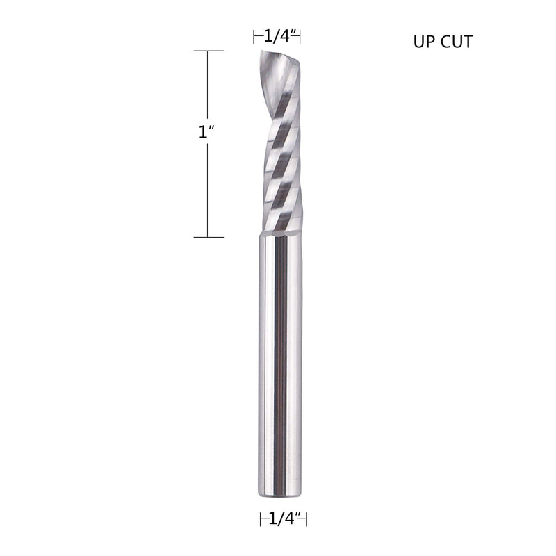 SpeTool Single Flute (O Flute) Spiral End Mill Aluminum Cutter Carbide Router 1 inch Cutting Length with 1/4Inch Shank for Aluminum Acrylic PVC MDF Plastic - NewNest Australia