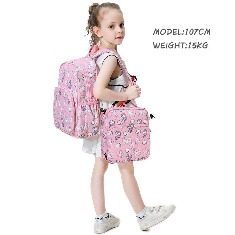 NewNest Australia - Lunch Bag for Girls,RAVUO Insulated Lunch Box for Kids Cute Unicorn Reusable Lunch Tote with Detachable Shoulder Strap and Buckle Handle Unicorn Pink 