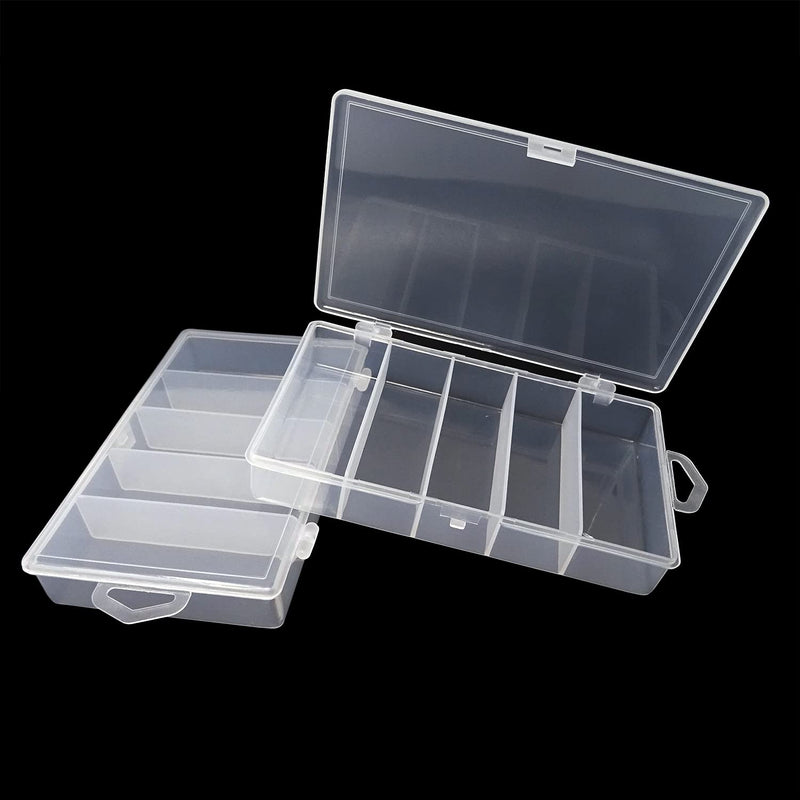 Honbay 2PCS Clear Visible Plastic Fishing Tackle Accessory Box Fishing Lure Bait Hooks Storage Box Case Container Jewelry Making Findings Organizer Box Storage Container Case (M:6.9x4.3x1.2inch) - NewNest Australia