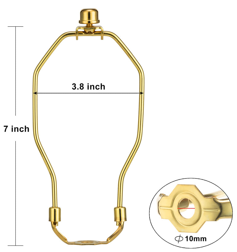 Lamp Shade Holder, 2 Set 7 Inch [Heavy Duty] Lamp Harp Holder with 3/8 Standard Saddle + Lamp Finial Caps for Table and Floor Lamps (Polished Brass) - NewNest Australia