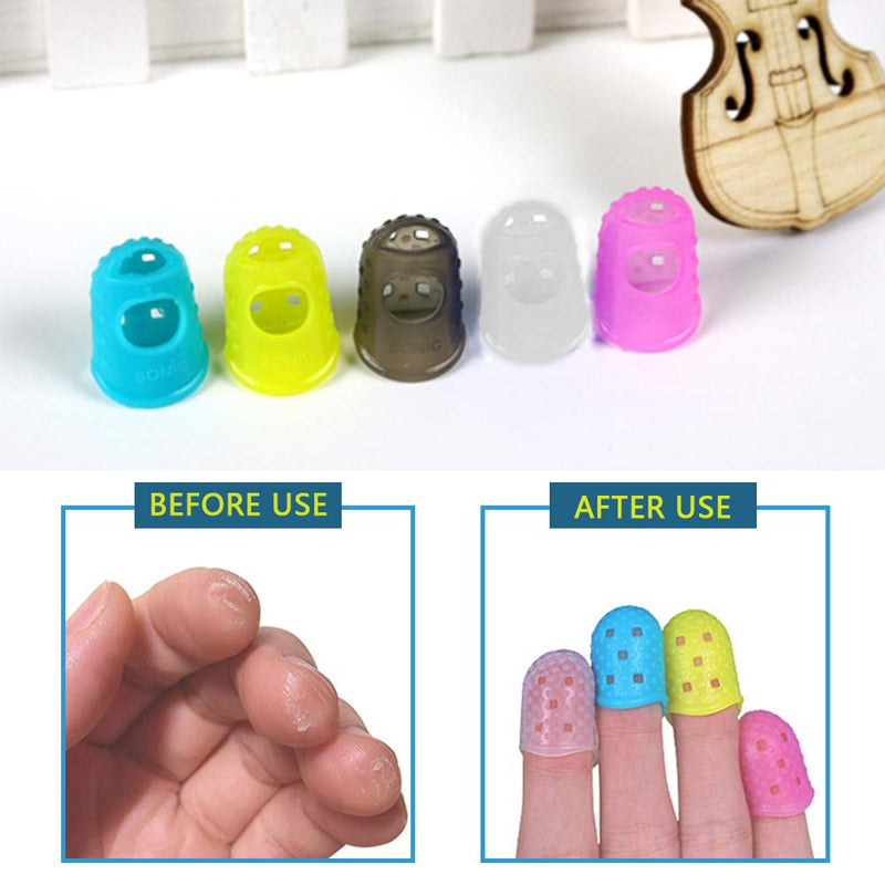 5 Sizes Guitar Fingertip Protector With Compact Box, Premium Silicone Guitar Finger Guards, Non-Slip Breathable Fingertip Protection Covers Caps for Guitar, Sewing, String Instruments (Grey) Grey - NewNest Australia