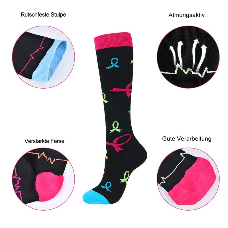 Miavogo 3 Pairs Of Compression Stockings For Women, Compression Socks With 20-30 Mmhg, Colorful Thrombosis Stockings, Compression Socks For Sports, Running, Travel - NewNest Australia