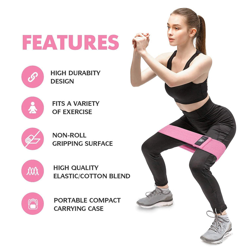 CFX Resistance Bands 3 Sets, Premium Exercise Bands with Non-Slip Design for Hips & Glutes, 3 Resistance Level Workout Booty Bands for Women and Men,Home Training,Fitness,Yoga Green,Pink,Purple - NewNest Australia