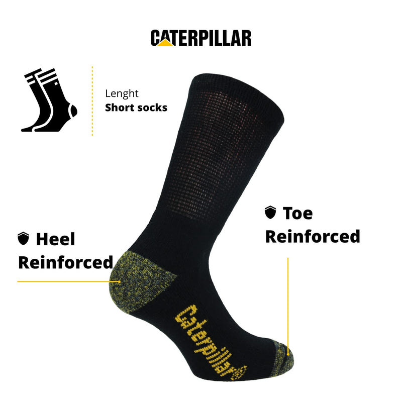 Caterpillar Diabetic Work Socks 6 Pairs Of Work Socks, Better Blood Circulation, Moisture-Wicking, Non-Tight, Reinforced Heel Tip, Cotton, Hand-Linked 43-46 Black - NewNest Australia