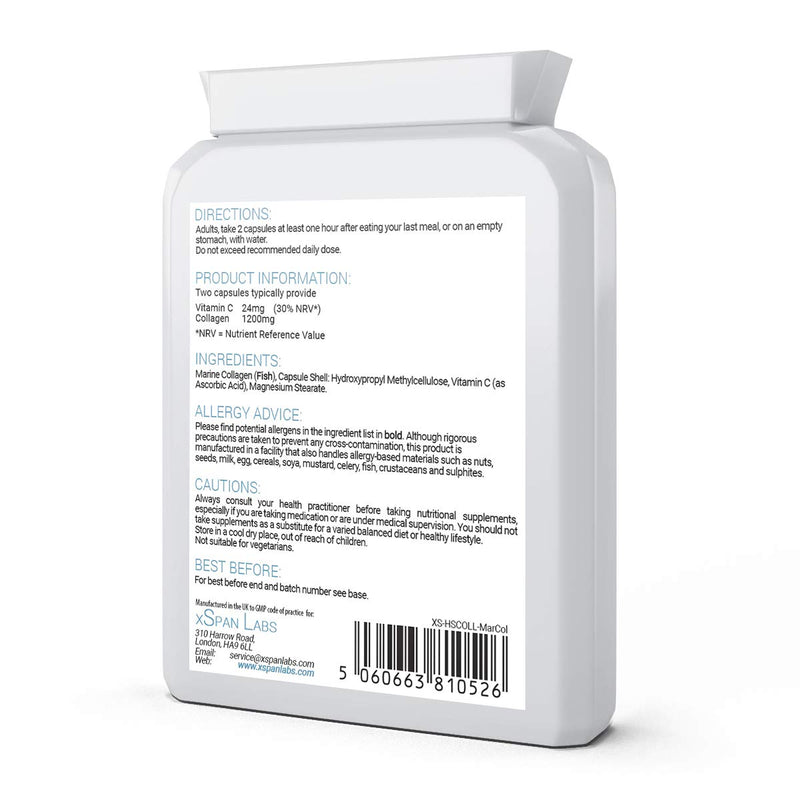 Marine Collagen 600mg 60 Capsules - Highly Bioavailable Naticol® Type 1 Produced by enzymatic hydrolysis ensuring The Highest Levels of oligopeptides with Maximum Purity - NewNest Australia