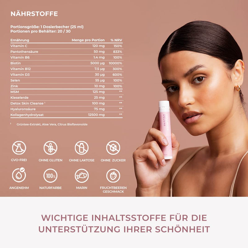 Swedish Collagen - Collagen Deluxe Shots, 20X25Ml Liquid Collagen Supplement | 12,500 Mg Marine Collagen With Hyaluronic Acid, Vitamins & Minerals For Hair, Skin And Nails (20) - NewNest Australia