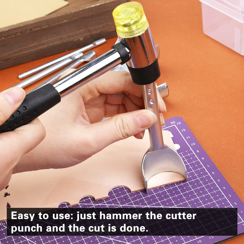 Yizzvb 11 Sizes Half-Round Cutter Punch, Leather Punch Tool, Leather Belt End Cutter, Leather Craft Half Round Cutter Punch Strap Tools for Crafting Strap Belt, Wallet and Bag, 3-45 mm - NewNest Australia