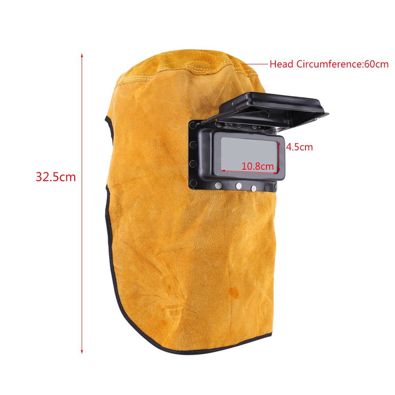 Breathable Welding Helmet with Lens, Leather Welding Helmet Mask Solar Auto Darkening Filter Lens, Heat Resistant Leather Welder Hood Welding Helmet Protective Gear Mask Work Cap - NewNest Australia