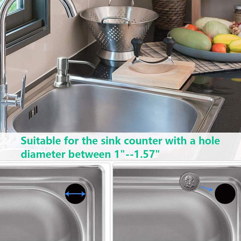 Soap Dispenser for Kitchen Sink, Built in Sink Soap Dispenser (Brushed Nickel), Countertop Soap Dispenser Pump with 47" Extension Tube kit, No Need to Fill Little Bottle Again (Longer Thread Shaft) - NewNest Australia