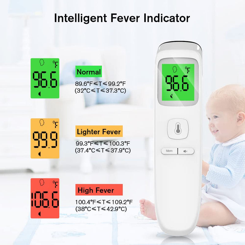 Forehead Thermometer, Non Touch Baby and Adults Thermometer with Fever Alarm, LCD Display and Memory Function, Ideal for Whole Family - NewNest Australia