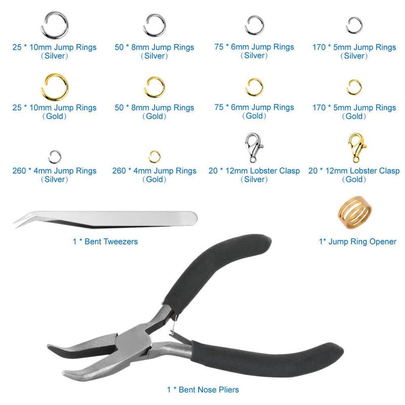 Anezus Jump Rings for Jewelry Making Supplies and Necklace Repair with Jump Ring Pliers and Open Jump Ring(1200Pcs Silver and Gold)Anezus Jump Rings for Jewelry Making Supplies and Necklace Repair wit - NewNest Australia