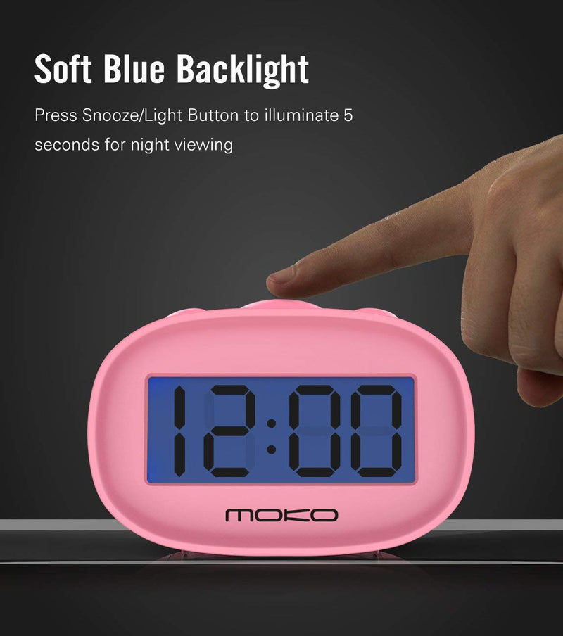 NewNest Australia - Kids Alarm Clock, MoKo High Accuracy Mini LCD Display Digital Clock Night Light Travel Bedside Alarm Clocks with Snooze Time Backlight Electronic Home Office Table Clock - Pink 