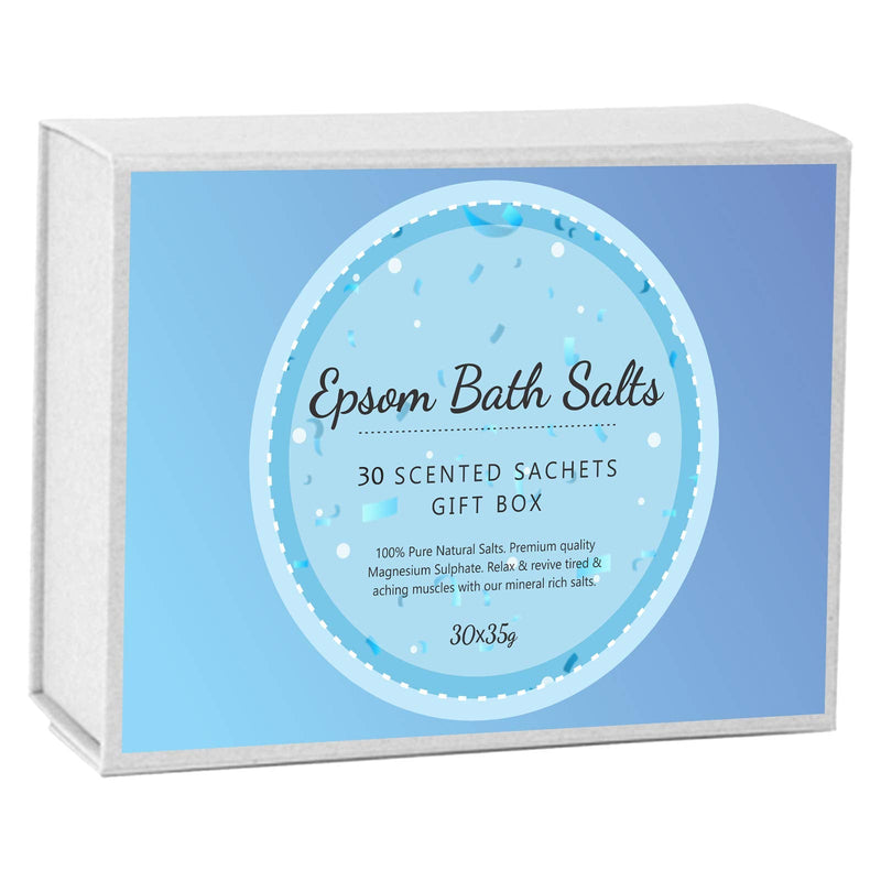 Scented Pure Epsom Salts | Magnesium Sulphate Bath Spa Salt | 30x35G Variety Gift Hamper Box Pack by PSN | Ideal for Relieving Sore Muscles | Reduces Inflammation - NewNest Australia