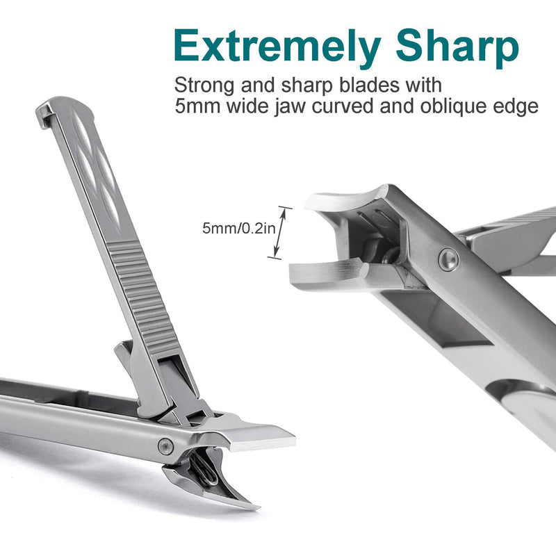 VOGARB Portable Nail Clippers For Thick Nails Ultra Thin Foldable Wide Jaw Opening Cutter With Safety Lock Double Head Curved and Bevel Trimmer For Toenail Fingernail Travel Design (Silver) Silver - NewNest Australia