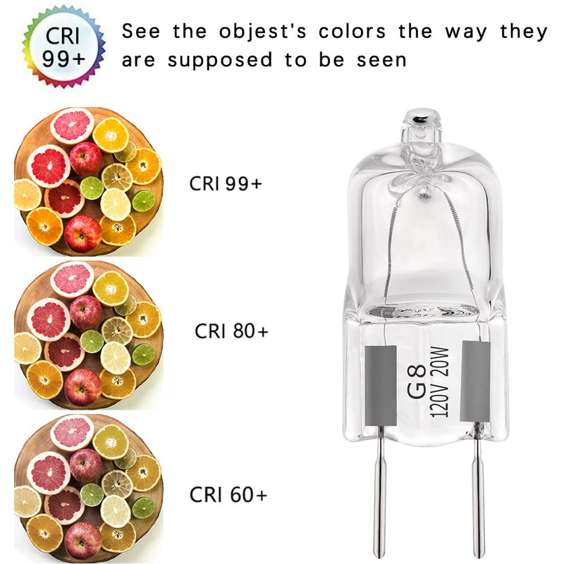 G8 Halogen Light Bulbs 20W 120V Xenon Under Cabinet Lighting Replacements G8 Base 2Pin T4 JCD Type (10Pack) 20.0 Watts - NewNest Australia