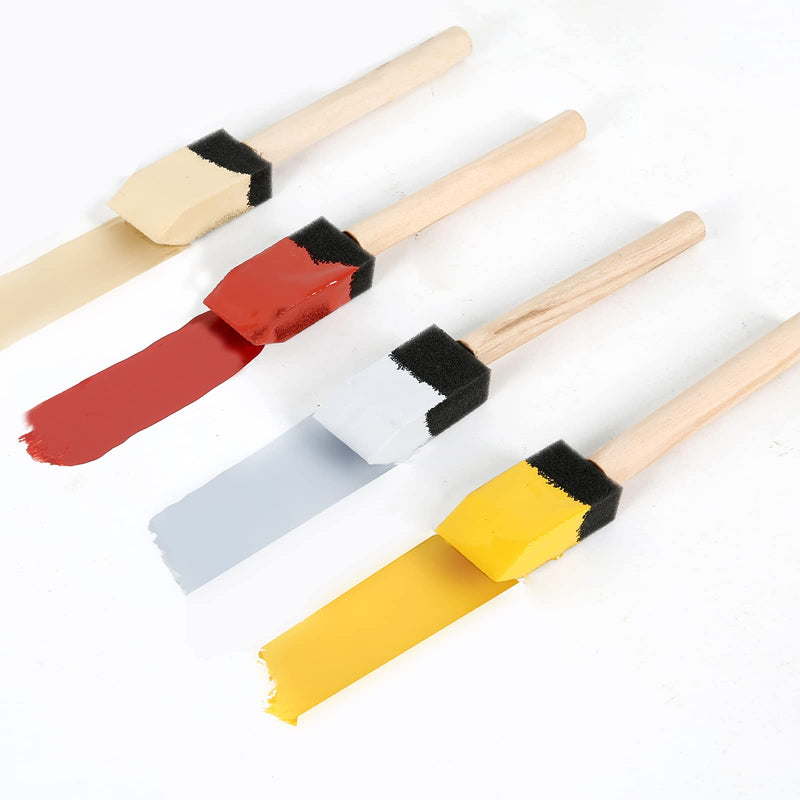Foam Paint Brushes, Mister Rui Sponge Paint Brush, 1 Inch Foam Brush 12 Pieces, Wood Handle Paint Brush Set, Light and Durable, Ideal for Painting and Cleaning Foam Brush Set | Pack of 12 - NewNest Australia
