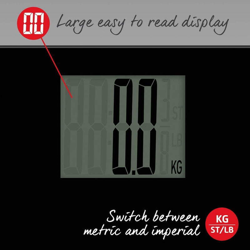 Salter 9049 Bk3R Digital Bathroom Scales - Electronic Body Weight Scales, 250Kg Capacity, Personal Scales With Large Platform, Instant Reading Step-On Technology, Precise Weight In Kg, St, Lbs - NewNest Australia