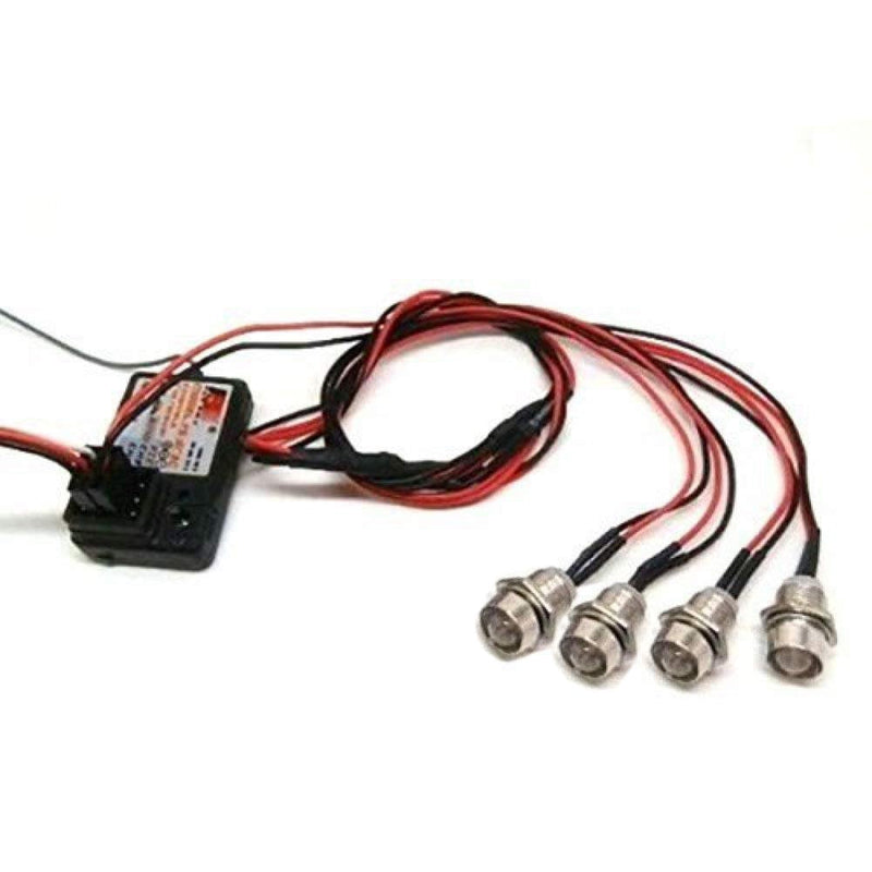 ShareGoo 4Leds LED Light Headlights Taillight Kit Accessories Compatible with Traxxas HSP Tamiya Redcat RC4WD Axial SCX10 RC Car Truck Tank Crawler(2 Red +2 White) - NewNest Australia