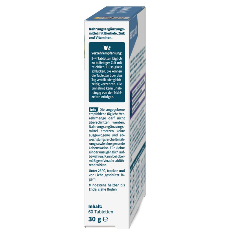 Sanotact Brewer'S Yeast + Zinc, 8 X 60 Tablets, Skin Hair, Nails, Vegan, Hair Vitamins With Brewer'S Yeast, Zinc, Biotin, B12, B6, Highly Effective Intensive Beauty Formula - NewNest Australia