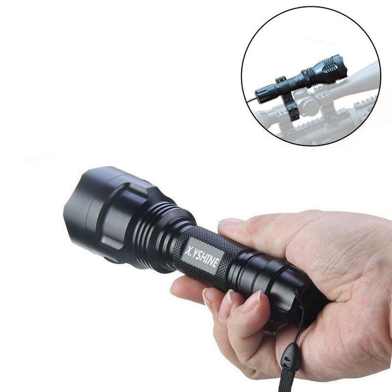 LED Hunting Flashlight, HS-802 250 Yards Cree Coyote Hog Red Light Flashlight with Remote Tactical Pressure Switch+ Barrel Mount+ 18650 Rechargeable Battery+ Charger for Hunting, Fishing - NewNest Australia